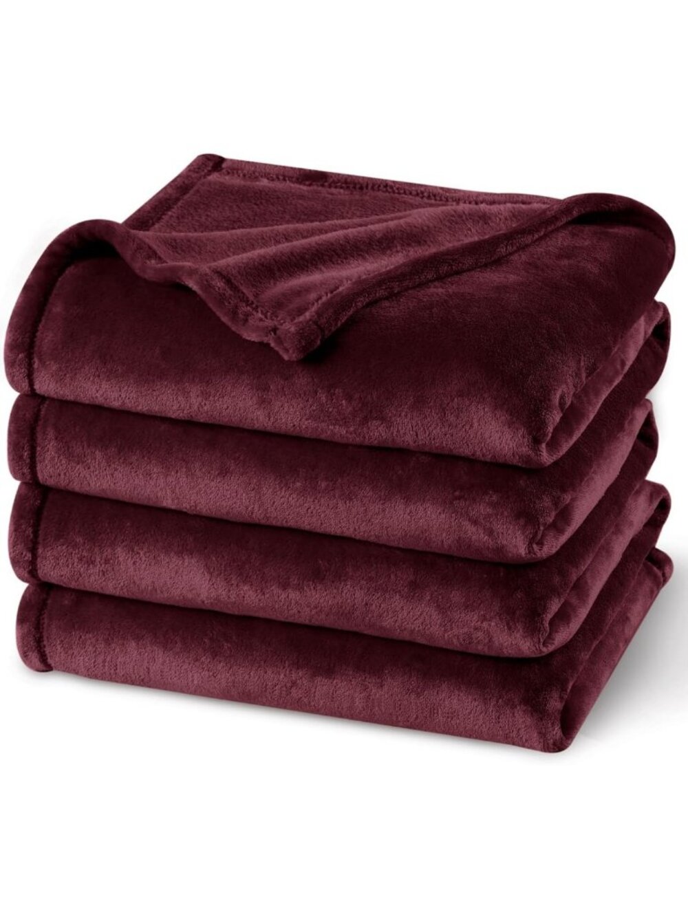 Cozy Queen Fleece Blanket 90"x90" - Lightweight Warmth, Soft Wine Red Color
